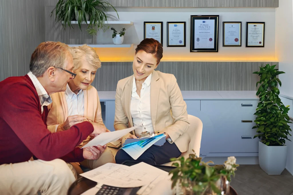 Knowledgeable deceased estate accountants having a meeting with clients about estate management